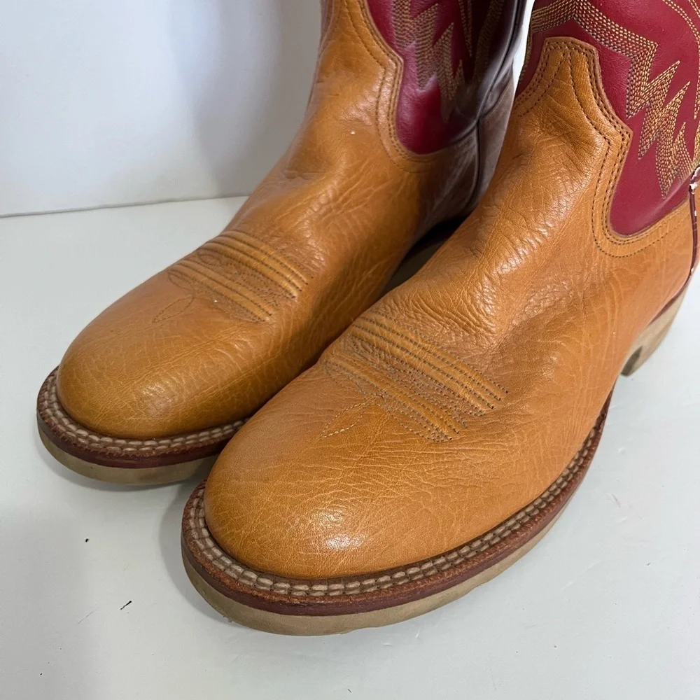 Ariat Womens Size 10B Cobalt Crepe Western Cowboy Boots Suntan Red